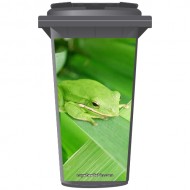 Green Frog On A Leaf Wheelie Bin Sticker Panel